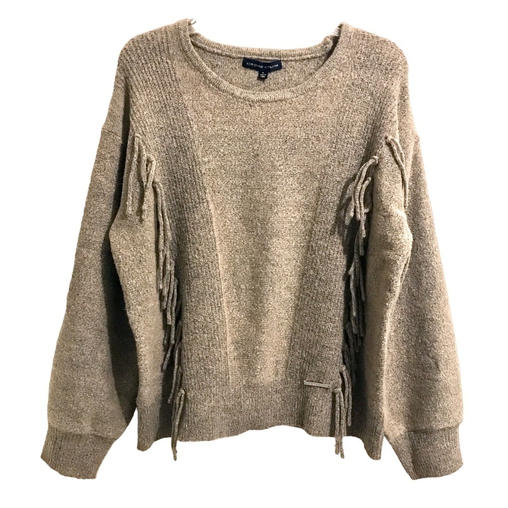 Adrienne Vittadini XL Fringe on Front,  Crew Neck Sweater
